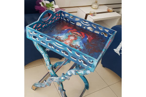 Mavi Baskılı Sehpa